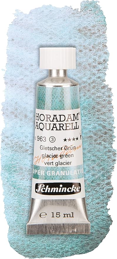 Schmincke - HORADAM® AQUARELL, Super Granulation Set Glacier, 5 x 15 ml tubes, 74 840 097, wooden box, very strong granulating colors, finest supergranulating watercolors