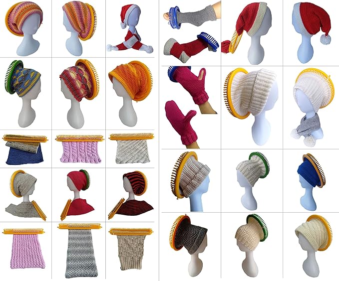 ALIMELT Round Knitting Loom Set Long Knitting Board Weave Loom Craft Yarn Kit DIY Tool Crochet Hooks Knitting Needles Hat Scarf Shawl Sweater Sock Blankets Knitter