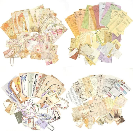 okupan scrapbook paper, 400 sheets of journaling supplies for vintage crafts planner bullet junk journal supplies mixed media collage card album embellishments