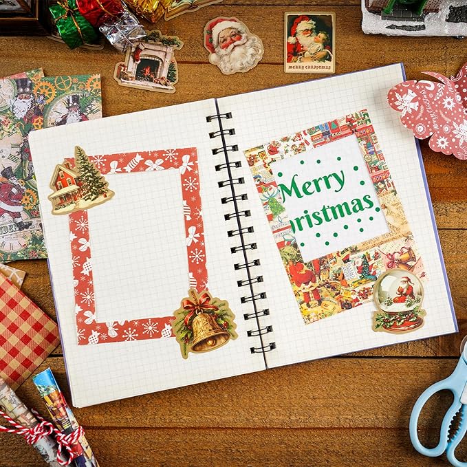 DOLEEYAE 287pcs Vintage Junk Journal Kit, Scrapbook Paper & Stickers for Bullet Journaling, DIY Planner Supplies with Aesthetic Patterns for Card Making, Crafting and Mixed Media Art