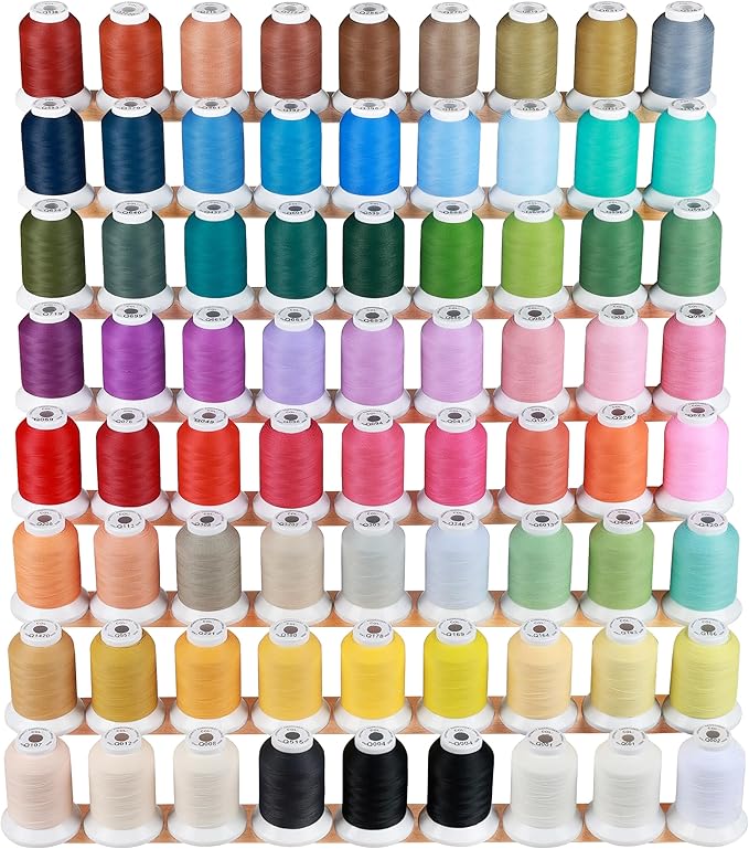 100% Frosted Matt Embroidery Machine Thread 72 Spools 40WT Each Spool 500M (550Y) Compatible with Brother Babylock Janome Singer Pfaff Bernina Embroidery Sewing Machine-Made by New brothread
