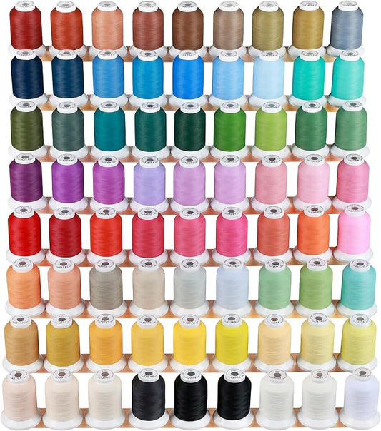 100% Frosted Matt Embroidery Machine Thread 72 Spools 40WT Each Spool 500M (550Y) Compatible with Brother Babylock Janome Singer Pfaff Bernina Embroidery Sewing Machine-Made by New brothread