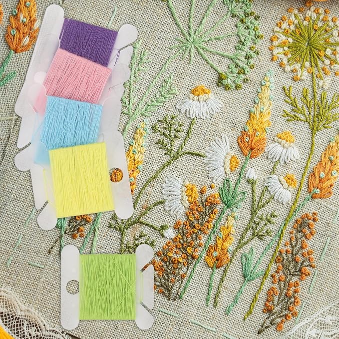 400 PCS Embroidery Floss Bobbins Embroidery Thread Organizer Plastic Floss Bobbins Embroidery Thread Cards for Cross Stitch