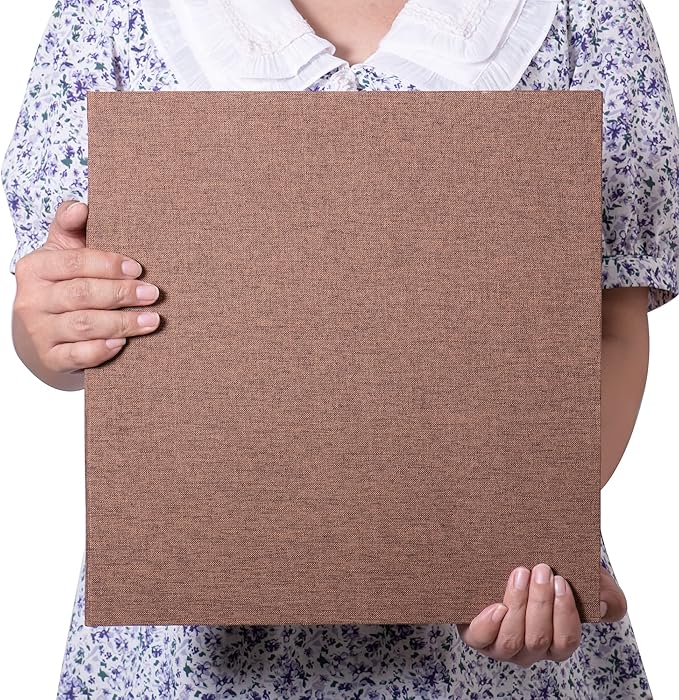 Large Photo Album Self Adhesive 4x6 5x7 3x5 8.5x11 Scrapbook Magnetic Album DIY Scrap Book Length 13 x Width 12.8 (Inches) 120 Sticky Pages Linen Cover DIY Photo Album (Brown)