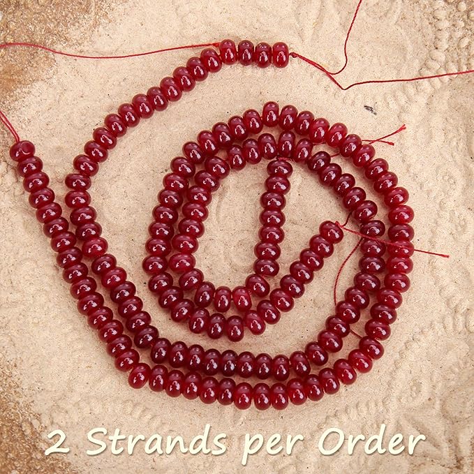 2 Strands (150PCs) Garnet Jade Rondelle Beads, 5 * 8mm Gemstone Loose Spacer Abacus Disk Beads for DIY Bracelet Necklace Earrings Jewelry Making, Craft Supplies Beading Kit