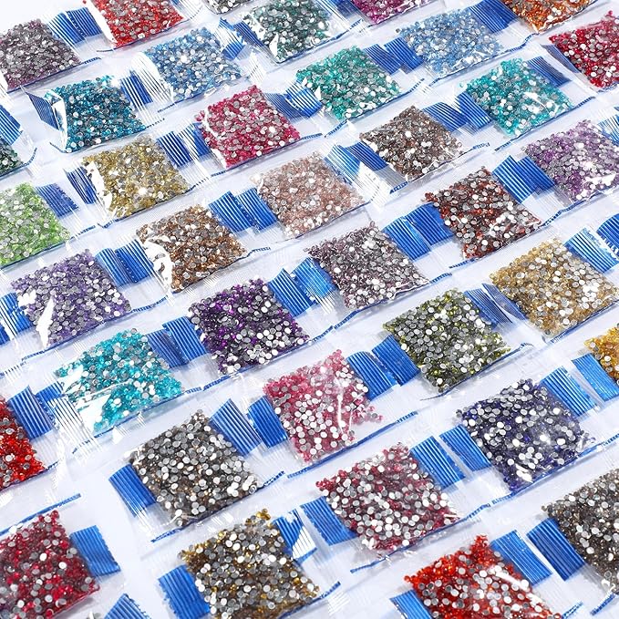 60000 Pcs 60 Color Rhinestones Diamond Painting Beads Flat Bottom Round Resin Beads Art Replacement Diamonds for DIY Craft Diamond Painting Accessories(Fresh Color)