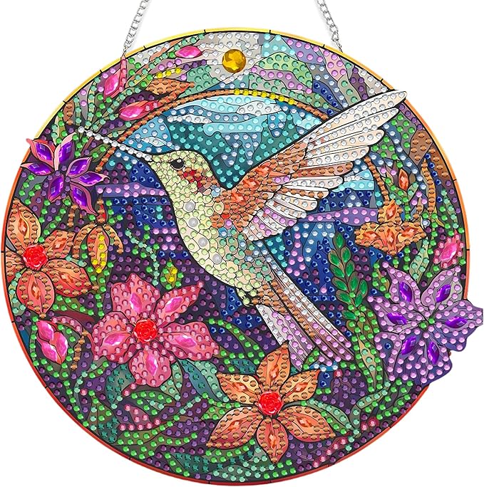 SKRYUIE Bird Hanging Diamond Art Kits for Adults Pendant Suncatcher, Special Shaped Crystal DIY Pearl Diamond Painting Kit, Gift for Mother Spring Summer Window Wreath Decor 7.28 x 7.48 Inch A13