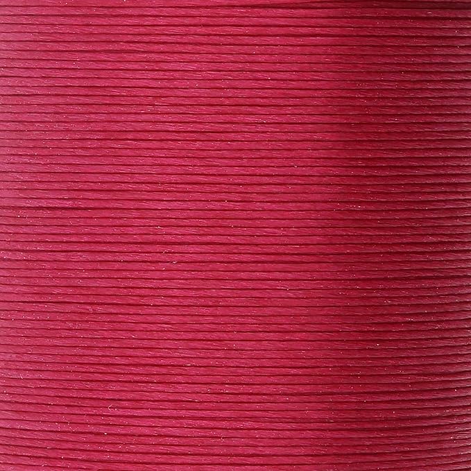 KO Nylon Beading Thread, Scarlet Pink Color, Japanese Pre-Waxed 100% Nylon, 330TEX, Tangle Resistant Knotting Cords, 50m /55 yds Spool, Use for Seed Bead Projects, Loom Work & Bead Weaving
