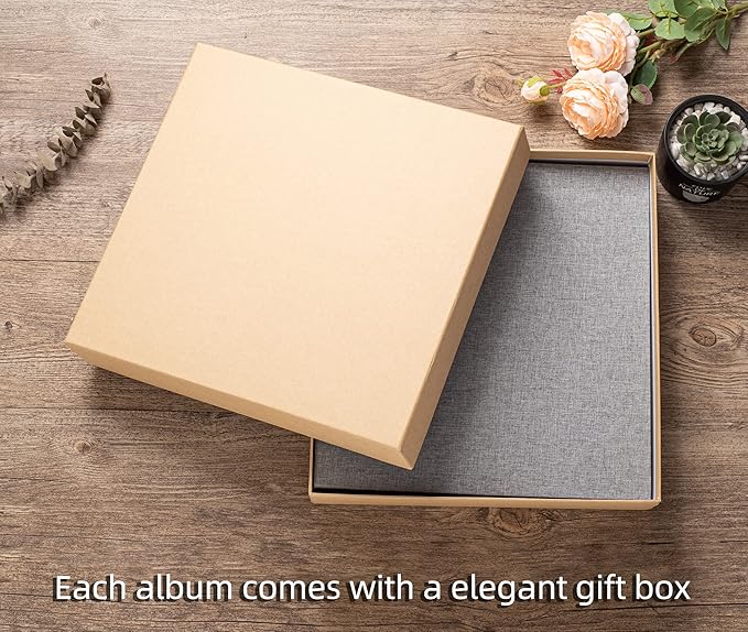 Large Photo Album Self Adhesive 4x6 5x7 3x5 8.5x11 Scrapbook Magnetic Album DIY Scrap Book Length 13 x Width 12.8 (Inches) 120 Sticky Pages Linen Cover DIY Photo Album (Grey)