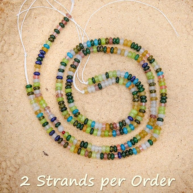 2 Strands (300PCs) Mix Color Rondelle Beads, 2 * 4mm Gemstone Loose Spacer Abacus Disk Beads for DIY Bracelet Necklace Earrings Jewelry Making, Craft Supplies Beading Kit (Type 3)