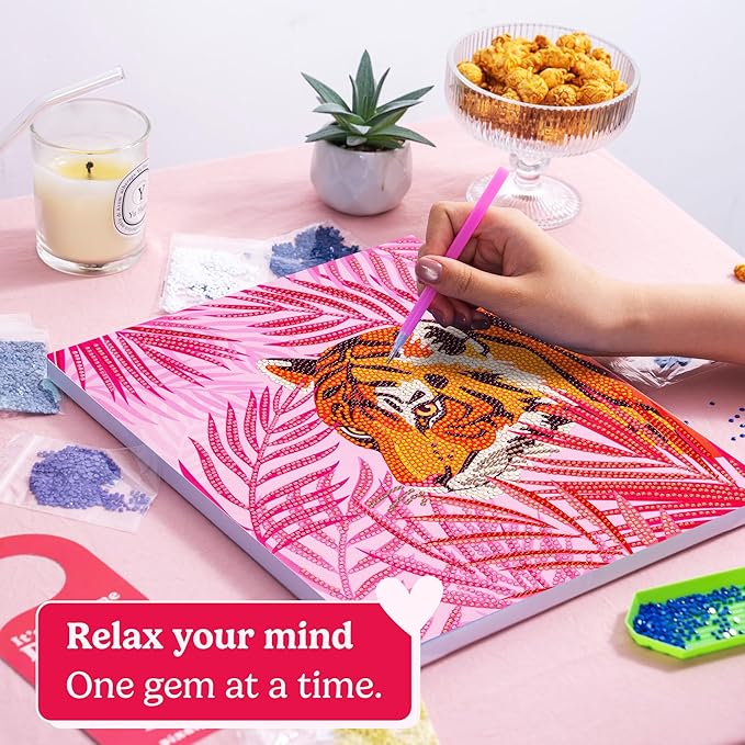 HOUSE OF PARTY Diamond Art Paintings Kit - DIY Diamond Art with Wood Frame, Playlist & Door Hanger | Premium Diamond Art for Relaxation & Home Decor