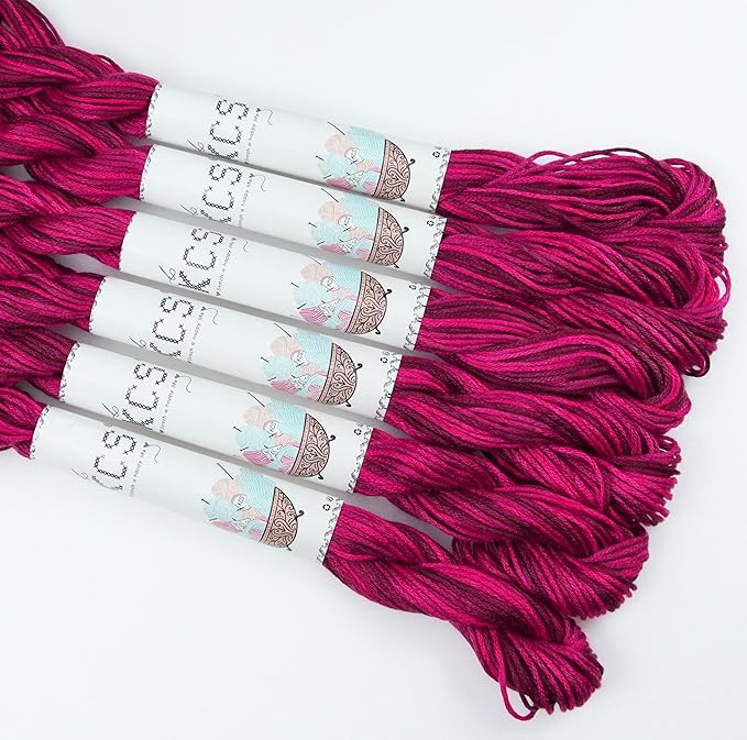 KCS Big skeins of 25 Meters Size 25 Color Variegated Cross Stitch Stranded Threads,6 skeins,115