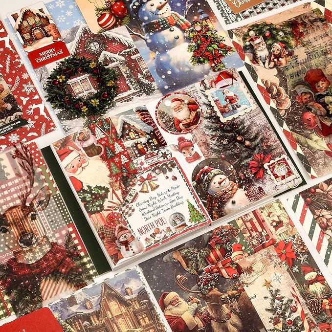 scrapbooking supplies kit, aesthetic junk journaling supplies, scrapbook kit with bullet journaling stickers, stationary set, vintage ephemera collage craft supplies gift for adults women beginner
