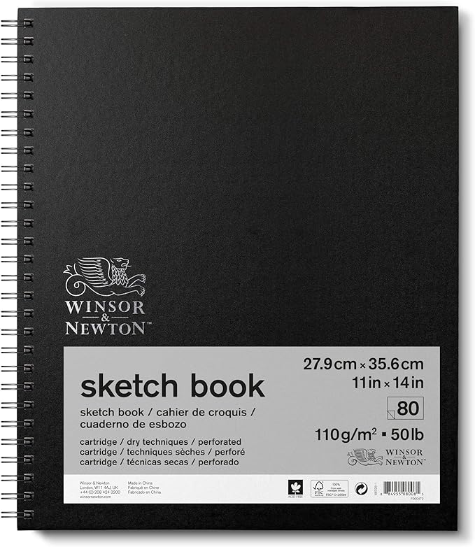 Winsor & Newton Classic Spiral Sketch Book, 11x14", 80 sheets, Natural White