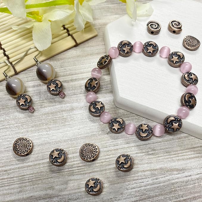 Copper Spacer 9mm Flat Beads for Jewelry Making Supplies for Adults Small Seed Bead for Necklace Earring Bracelet Making Kit Bulk Silver Jewelry Set 69pcs