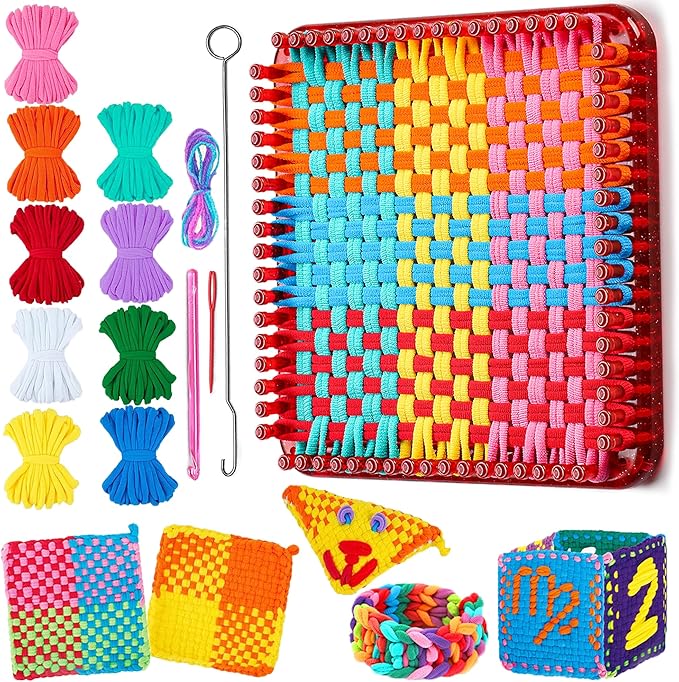 REENLIV Upgraded Weaving Loom Kit Toys for Kids & Adults, DIY Arts & Crafts, Easy Potholder Loom Knitting Activity for Beginners, Ideal Gifts for Girls Ages 5 6 7 8-12 13 Years Old, 252 Craft Loops