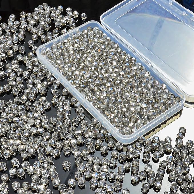 laopottbeads 500pcs 6mm crystal glass beads for jewelry making beads for bracelets necklace pendants making supplies(gray)