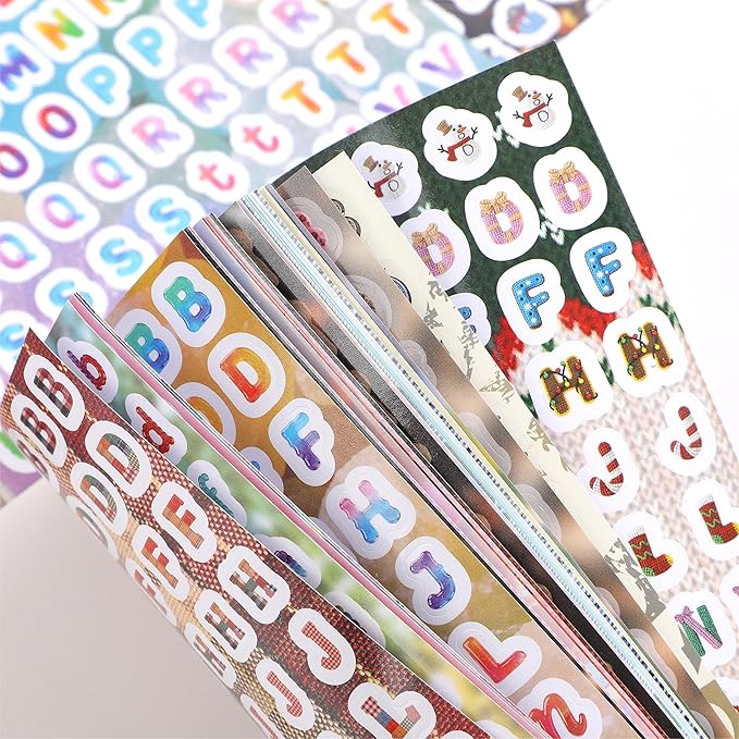 Washi Stickers for Journaling, Boho Stickers Abstract Aesthetic Stickers Vintage Scrapbook Sticker Set for Bullet Art Diary Card Craft Gifts Planner Notebook (Letter Sticker Style 3)