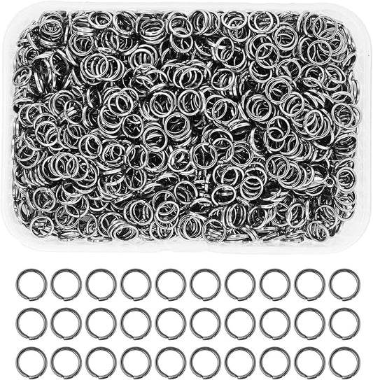 Mandala Crafts Assorted Gunmetal Jump Rings Jewelry Findings Metal O Rings for Jewelry Making Supplies - 1500 6mm Small Open Jump Rings Kit for Necklace Earring