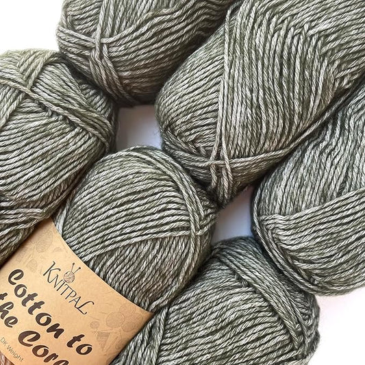 Cotton to The Core Cotton Yarn for Crocheting, 6-Pack (852 Yds / 300G), Free Patterns, Beginners Friendly - Soft Baby Yarn for Knitting - 3 DK Light Worsted Weight - Hunter Green
