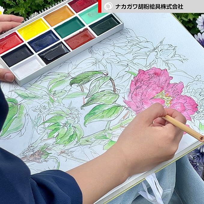 Japanese Gansai Watercolor Set – 36 Handcrafted Earth Tones, Solid Paints Made in Japan for Artists, Journaling & Illustration