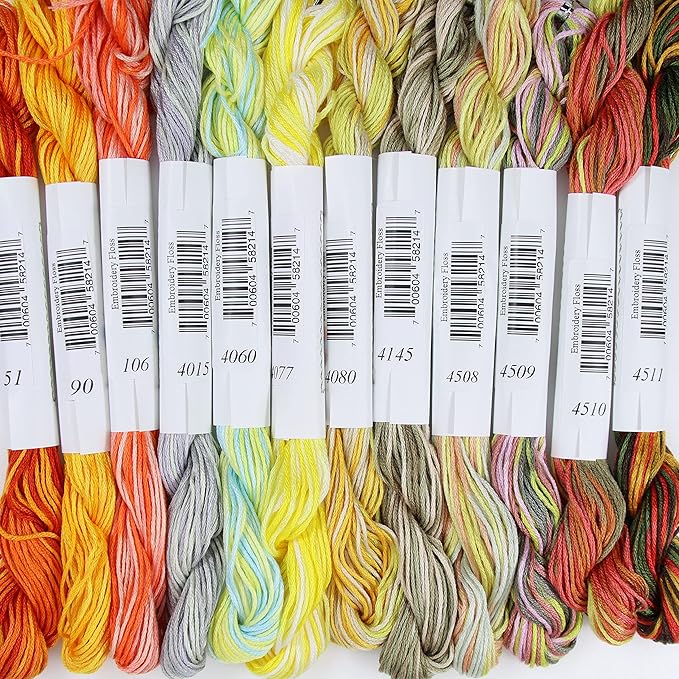 KCS Big skeins of 25 Meters Size 25 Color Variegated Cross Stitch Stranded Threads,12 skeins,09