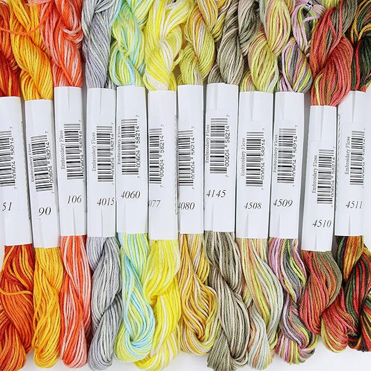 KCS Big skeins of 25 Meters Size 25 Color Variegated Cross Stitch Stranded Threads,12 skeins,09