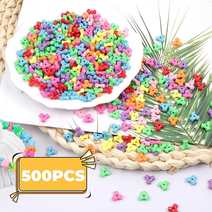 gmma pony beads shapes for friendship bracelets multicolour opacity plastic tri beads for jewelry making valentine's day diy bracelets necklace friendship party decoration supplies