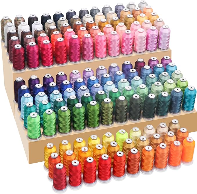 New brothread Embroidery Machine Thread 4000M/4400YD Each Spool Mega Kit 150 Vibrant Colors 40WT for Commercial, Industrial, Home-Used Embroidery Machines
