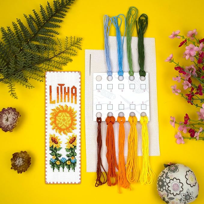 Povitrulya Cross Stitch Bookmark Kit Wheel of the Year: Litha – Counted DIY Embroidery Set for Adults & Beginners, Summer Solstice Pagan Wiccan Sun Fire Festival Gift