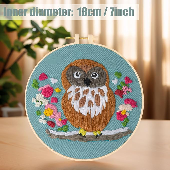 3 pack embroidery kit for beginners adults, adult starter cross stitch kit needlepoint complete diy kit with unique patterns, hoop, colorful threads, tools, step by step instructions & video tutorial
