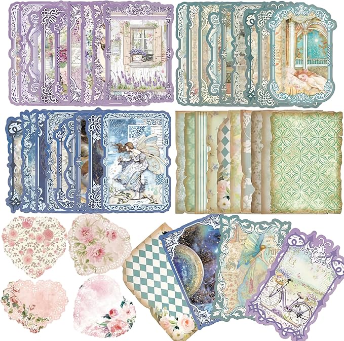 90 Sheets Vintage Scrapbook Paper Kit, Die-Cut Decorative and Decoupage Paper for Scrapbooking Supplies, Card Making, Junk Journal, Collage, Planner, Bullet Journal and Stationery, 3.9x5.5 Inch