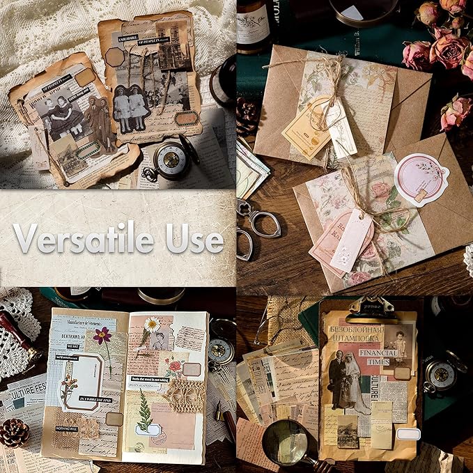 okupan scrapbook paper, 400 sheets of journaling supplies for vintage crafts planner bullet junk journal supplies mixed media collage card album embellishments