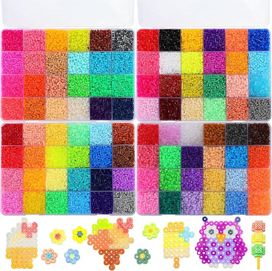 Lenwen 52000 Pcs Fuse Beads 96 Colors 2.6 mm Tiny Mini Fuse Beading Melty Beads with Pegboards Creative Refill Set Art Crafts for Girls Kids Beginners DIY Art Beading Party