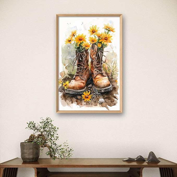 leczany cross stitch stamped kits for adults beginners patterns craft kit needlepoint full range of diy embroidery kits starter 11ct 3 strands | shoes and chrysanthemums 15×22.8 inches