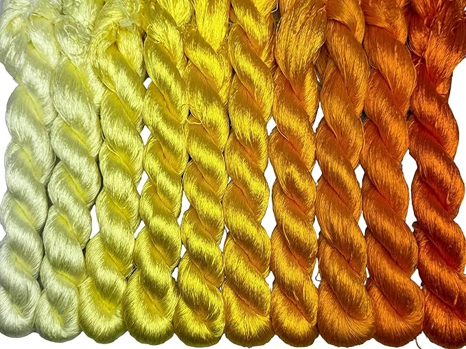 100% Nature Mulberry Handmade Embroidery Silk Thread Woven Jewelry Accessory Artificial Flowers Cross Stitch Floss DIY Sewing Kits 10 Gradient Colors 22m Each (8)