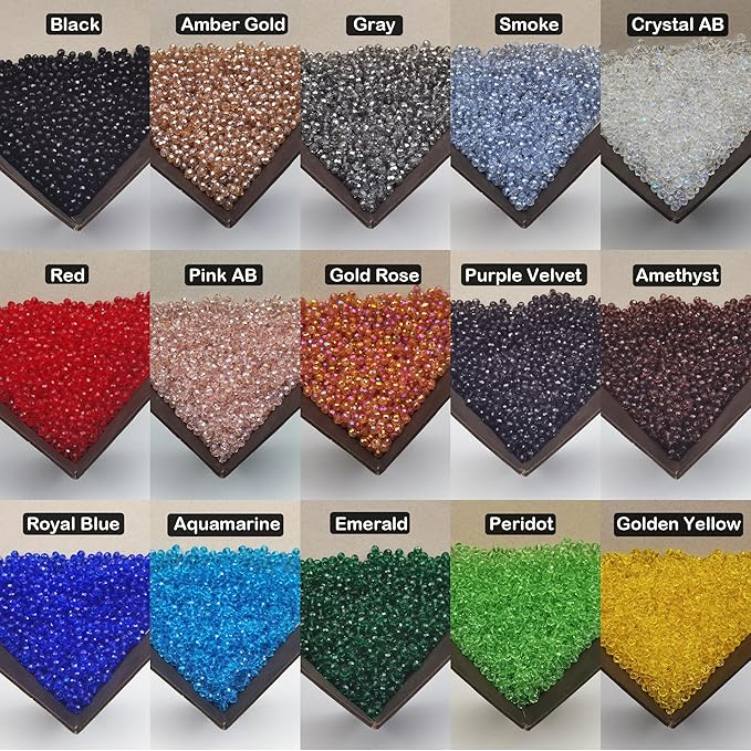 INSPIRELLE 1200pcs 6mm Multicolor Transparent Rondelle Glass Beads for Jewelry Making Faceted Briolette Shape Crytal Spacer Beads Assortments Supplies for Bracelet Necklace with Storage Box