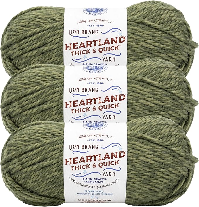 Lion Brand Yarn Heartland Thick & Quick Bulky Heathered Yarn for Knitting and Crochet, Griffith, 3 Pack