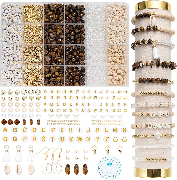 xylise jewelry making supplies kit natural stone beads for irregular natural stone with for diy craft bracelet necklace earrings for adults (tiger's eye)