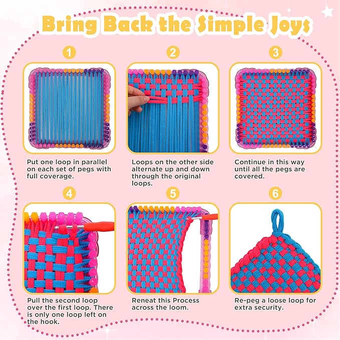 Weaving Loom Kit Toys Crafts Arts and Crafts for Girls Ages 6-8-12 Potholder Loops Toys for Girls and Adults - Knitting Loom Set Pot Holder Weaving Kits and Birthday Gifts for 7 9 10 11 Years Old