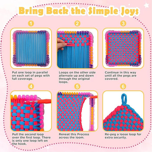 Weaving Loom Kit Toys Crafts Arts and Crafts for Girls Ages 6-8-12 Potholder Loops Toys for Girls and Adults - Knitting Loom Set Pot Holder Weaving Kits and Birthday Gifts for 7 9 10 11 Years Old