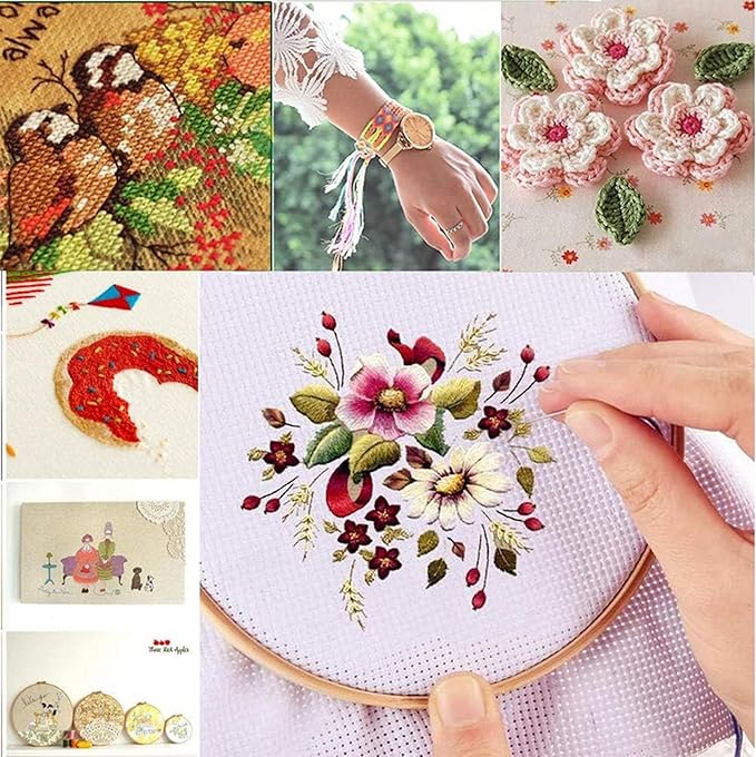 XMZCOLA Embroidery kit for Beginners Adults,1200 Pcs + Friendship Bracelet String Kits with Storage Box,95 Colors Embroidery Thread and 1000 Crafts Beads,Embroidery Floss and Accessories