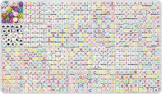 Alphabet Beads A-Z 1000Pcs Letter Beads, Acrylic 6x6mm Round Letter Beads Kits,Black Digit and Colorful Smile Bead for Bracelets Necklaces DIY Jewelry Making (Colorful Square)