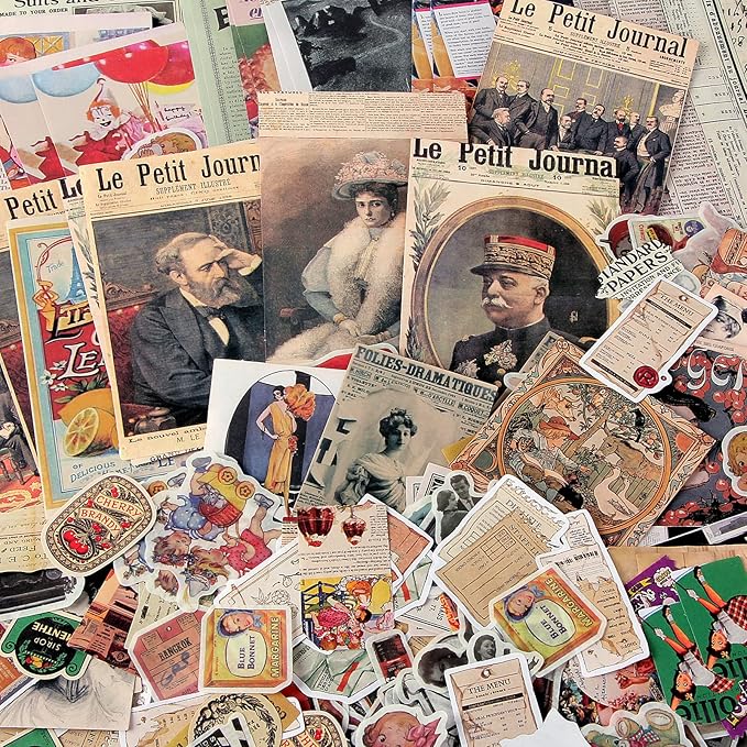 TIYPKE 200pcs Cute Stickers for Journaling - Vintage Scrapbook Paper Aesthetic People Washi Stickers for Bullet Supplies Kit Junk Journal Planners Scrapbooking Supplies Kit Journaling Stickers