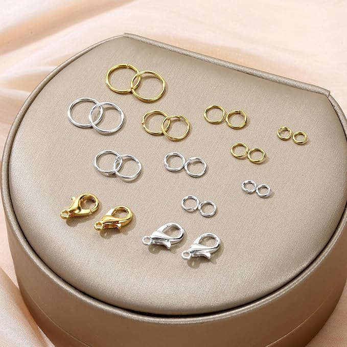 5 Sizes Silver and Gold Open Jump Rings, 500PCS O Rings and Lobster Clasps, Small and Large Jump Rings for Jewelry Making and Keychains