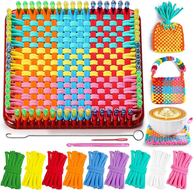 CCTVRTV Weaving Loom Kit Toys for Kids and Adults, Potholder Loops DIY Arts and Crafts for Boys and Girls Ages 5 6 7 8-12 13, Easy Potholder Loom Knitting Kits Gifts for Beginners, 252 Craft Loops.