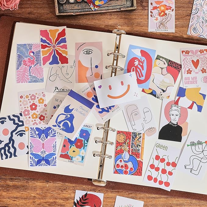 12 sets 600 sheets washi stickers for journaling, boho, abstract, vintage scrapbook sticker set for bullet journal art diary card craft gifts planner notebook