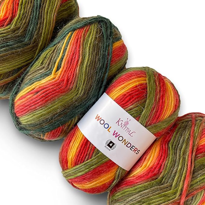 Wool Wonders Yarn for Crocheting, 4-Pack (640Yds / 400G), Free Patterns - Wool Yarn for Knitting - Aran/Heavy #4 Medium Worsted Weight - Autumn Leaves