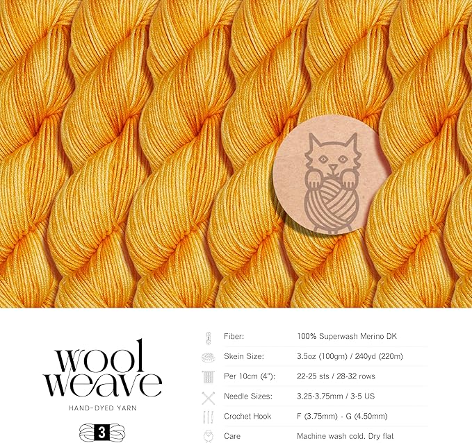 Superwash Merino Wool Yarn for Knitting & Crocheting - Premium Hand Dyed Yarns, 100gr, 240 Yards, Dk Weight Yarn - Luxurious, Soft & Durable