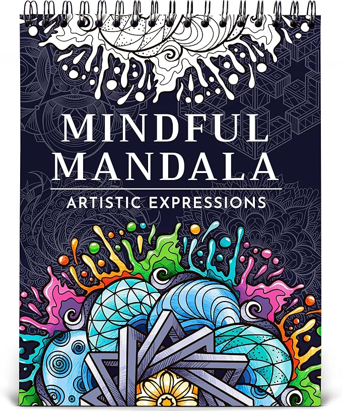 Premium Artistic Mandala Coloring Book for Adults – 50 Abstract Designs – 180gsm Thick Bleed-Proof Paper, Spiral Bound Lay-Flat, Perforated – Frameable Art, Relaxation Gifts for Women, Adult Coloring